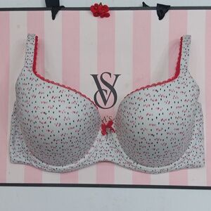 Victoria's Secret White with Red Dot Print Red Trim Body By Victoria Size34DD